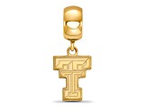 14K Yellow Gold Over Sterling Silver LogoArt Texas Tech University Small Dangle Bead