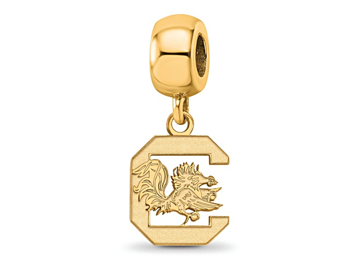 14K Yellow Gold Over Sterling Silver LogoArt University of South Carolina Small Dangle Bead