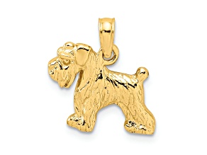 14k Yellow Gold Textured Schnauzer Dog Pendant