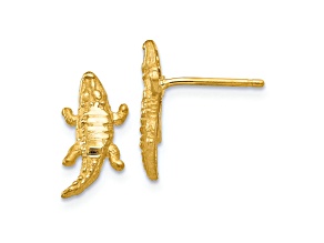 14k Yellow Gold Diamond-Cut Alligator Stud Earrings