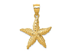 14k Yellow Gold Textured Starfish Pendant