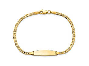 14k Yellow Gold Soft Diamond Shape Flat Mariner Link ID Bracelet