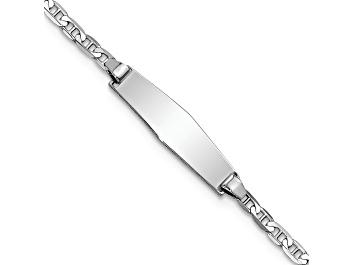 Picture of Rhodium Over 14k White Gold Soft Diamond Shape Mariner Link ID Bracelet