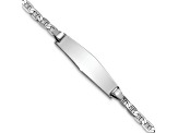 Rhodium Over 14k White Gold Soft Diamond Shape Mariner Link ID Bracelet