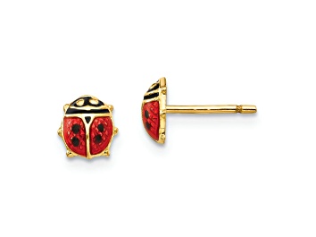 Picture of 14K Yellow Gold Enamel Ladybug Post Earrings