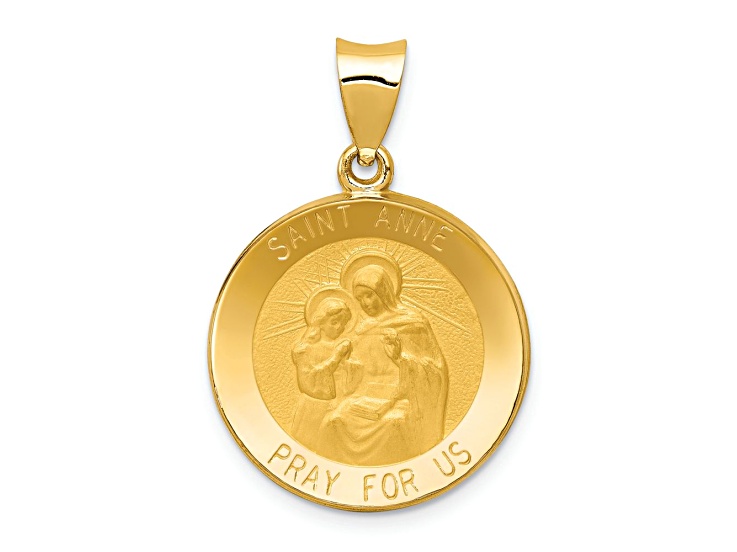 14k Yellow Gold Polished and Satin Saint Anne Medal Pendant