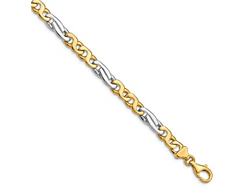 Picture of 14k Yellow Gold and 14k White Gold 6mm Hand-Polished Fancy Link Bracelet