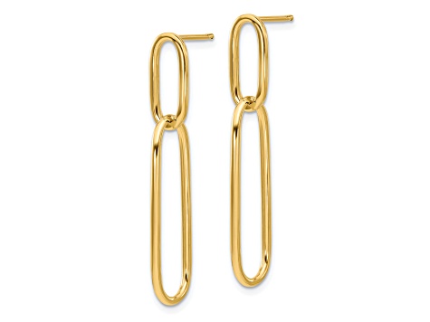 14K Yellow Gold Polished Post Drop Earrings