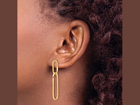 14K Yellow Gold Polished Post Drop Earrings