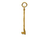 14k Yellow Gold Satin and Diamond-Cut Hockey Stick Pendant