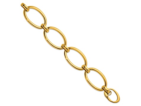14K Yellow Gold 25.5mm Oval Link 8 inch Bracelet