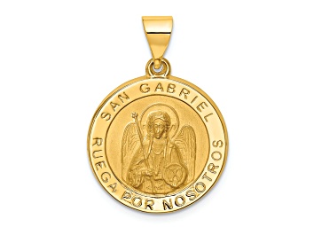 Picture of 14k Yellow Gold Polished and Satin Spanish Saint Gabriel Medal Pendant