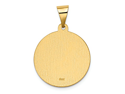 14k Yellow Gold Polished and Satin Spanish Saint Gabriel Medal Pendant