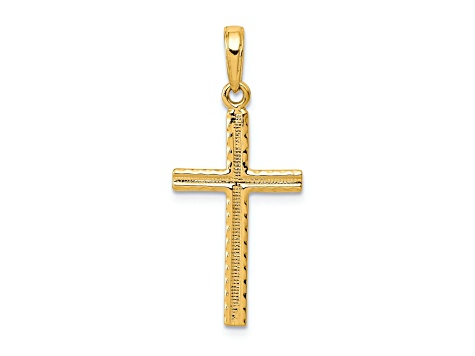 14k Yellow Gold Textured Latin Cross Pendant