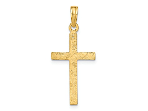 14k Yellow Gold Textured Latin Cross Pendant