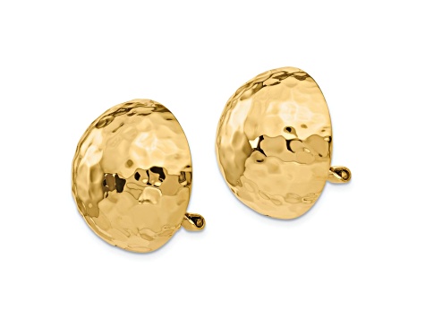 14k Yellow Gold Hammered Non-pierced Stud Earrings