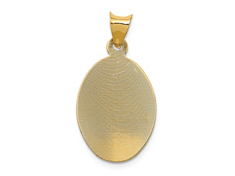 14K Yellow Gold with Rose and White Rhodium Diamond-cut Lady Of Guadalupe Oval Pendant