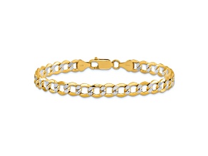 14K Two-tone Gold Diamond-Cut Pave Curb Chain Bracelet