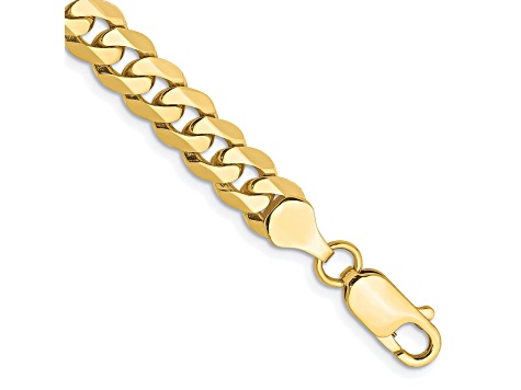 10k Yellow Gold 6.75mm Flat Beveled Curb Link Bracelet