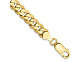 10k Yellow Gold 6.75mm Flat Beveled Curb Link Bracelet