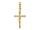 14K Yellow Gold INRI Hollow Crucifix Pendant