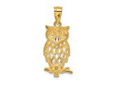 14K Two-tone Gold with Rhodium Owl Pendant
