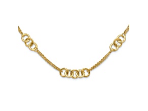 14K Yellow Gold Polished 2-Strand Linked Circle Necklace