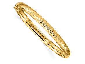 14k Yellow Gold 4.75mm Textured Children's Hinged Bangle