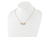 14K Tri-color Polished Hearts 17-inch with 1-inch Extension Necklace