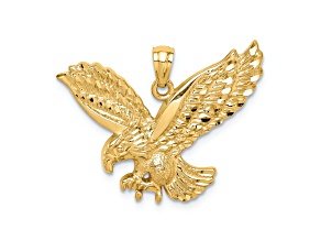 14k Yellow Gold Diamond-Cut Eagle Pendant