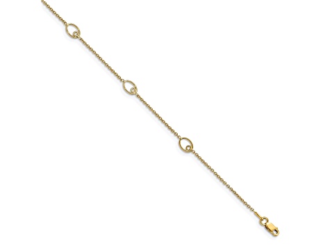 14K Yellow Gold Polished with 1-inch Extension Anklet