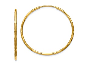 14k Yellow Gold 1" Diamond-Cut Endless Hoop Earrings