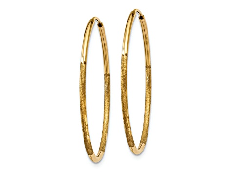 14k Yellow Gold 1" Diamond-Cut Endless Hoop Earrings