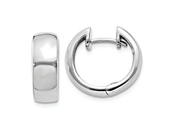 Picture of Rhodium Over 14K White Gold 9/16" Round Hinged Hoop Earrings