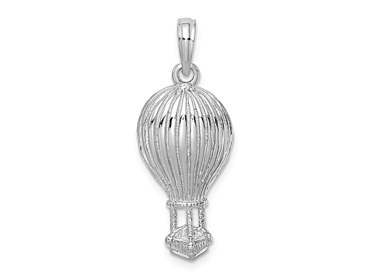 Rhodium Over 14k White Gold Polished and Textured Hot Air Ballon Charm