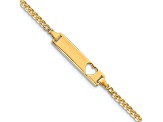 14k Yellow Gold Cut-out Heart Curb Link ID Bracelet