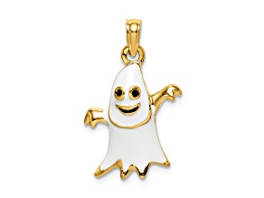 14k Yellow Gold Enameled 3D Ghost Charm