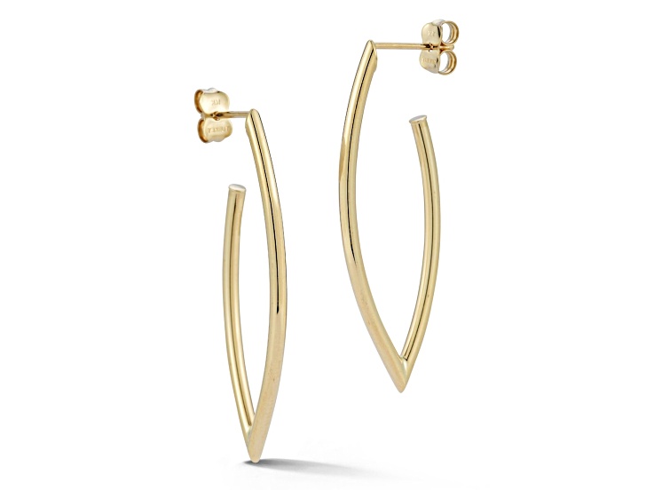 Bellissima Gold 14K Yellow Gold Marquise Shaped Hoop Earrings