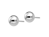 Rhodium Over 14k White Gold Polished 9mm Ball Stud Earrings