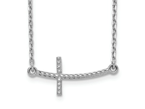 Cross Pavé Rhodium Necklace - 16-18