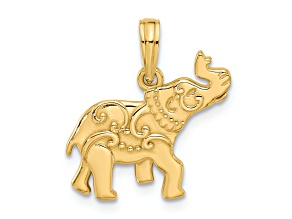 14k Yellow Gold Polished Fancy Elephant Charm