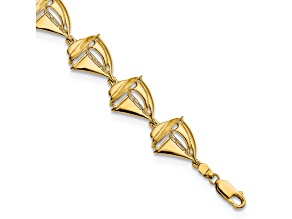 14k Yellow Gold Textured Sailboat Link Bracelet