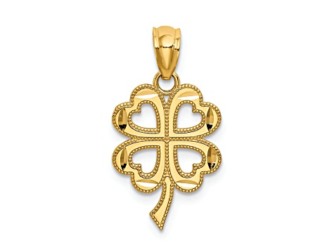 14K Yellow Gold Four Leaf Clover Pendant