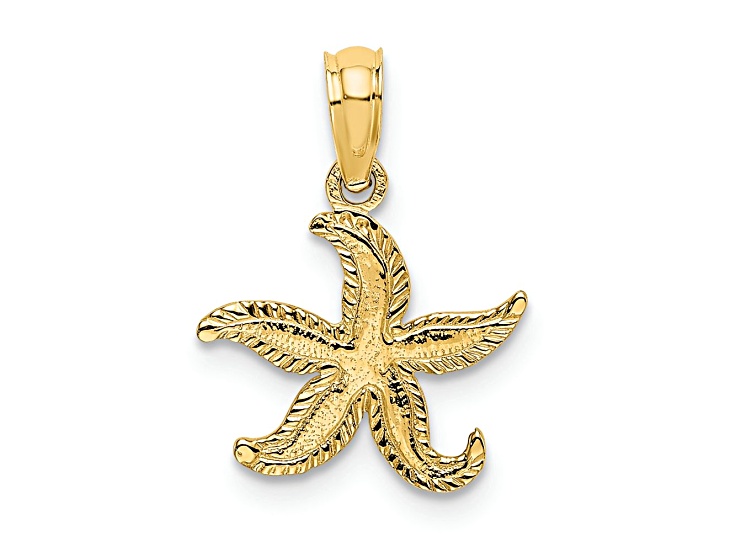 10K Yellow Gold Textured Flat Starfish Charm