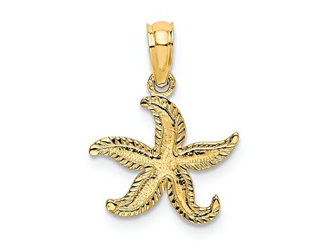 10K Yellow Gold Textured Flat Starfish Charm