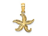 10K Yellow Gold Textured Flat Starfish Charm