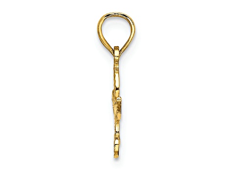 10K Yellow Gold Textured Flat Starfish Charm