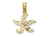 10K Yellow Gold Textured Flat Starfish Charm