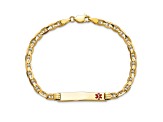 14k Yellow Gold Medical Red Enamel Mariner Link ID Bracelet