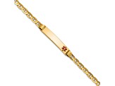 14k Yellow Gold Medical Red Enamel Mariner Link ID Bracelet
